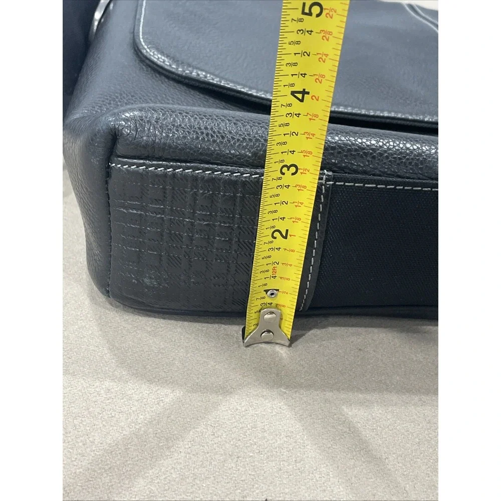 BOCONI Black Tumbled Leather Briefcase Padded‎ Attaché Case RFID Protection